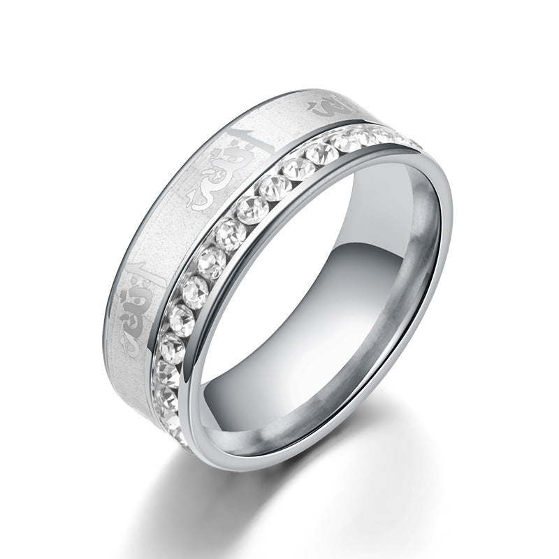 Stainless Steel Diamond Ring for Lovers Diamond Decoration Gift Ring Individually Packed Opening Ceremony Gift