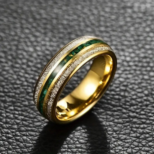 8mm Gold Stainless Steel Ring Three Groove Design Durable Band For Men And Women Everyday Jewel Simple Wedding