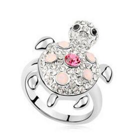 Womens Turtle Ring Zodiac Design Alloy Crystal Inlaid Cute Adorable Jewelry Gift For Her Birthday For Gift Lovers