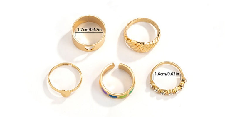 Mens Fashion Ring Set Electroplated Alloy Rhinestone Crystal Inlay Rings Hip Hop Jewelry For Men Hip Hop Style