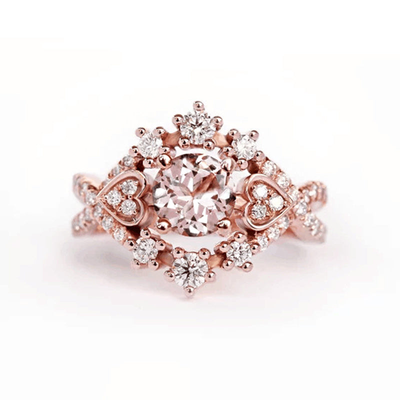 Womens Ring Set Of 3 Fashion Alloy Rings Champagne Rose Gold Plated Rhombus Design Jewelry Gift For Fancy Ring