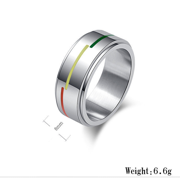 Silver Rotatable Rainbow Flag Ring Stainless Steel Fashion Jewelry Unisex Gift Accessory Versatile Style Jewel