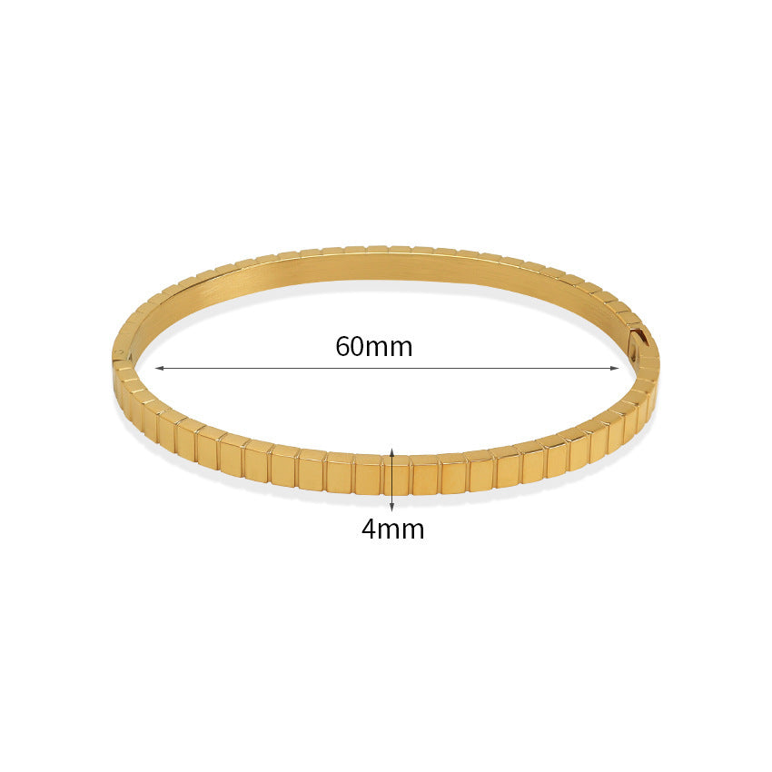 Womens Stainless Steel Bracelet Trendy Irregular Wave Buckle Gold Tone Bangle Jewelry Gift Idea Elegant Everyday Wear