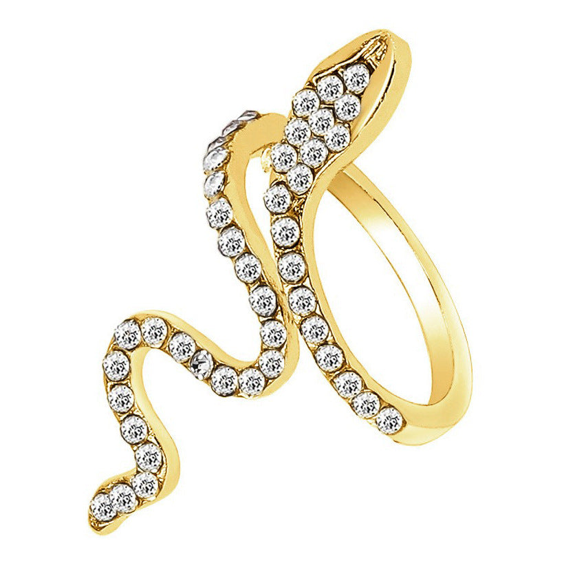 Womens Snake Ring With Rhinestones Diamonds Animal Zodiac Design Alloys Fashion Jewelry Statement Ring Parties