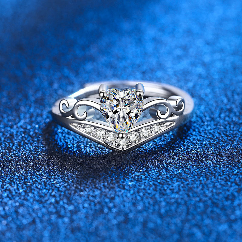 Womens Adjustable Copper Ring Crown Fashionable Geometric Design AAA Zircon Imitation Moissanite Korean Styles