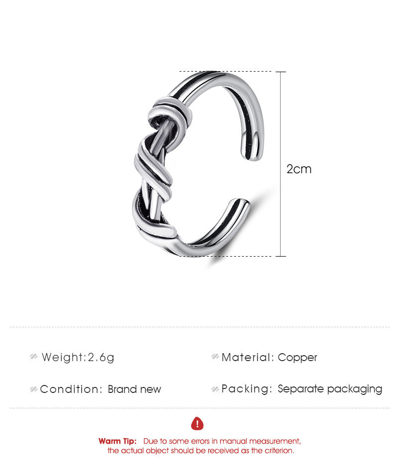 Adjustable Crystal Ring With Knotted Multi Layer Design Heart Shaped Milky White Crystal Ring Elegant Shine Up