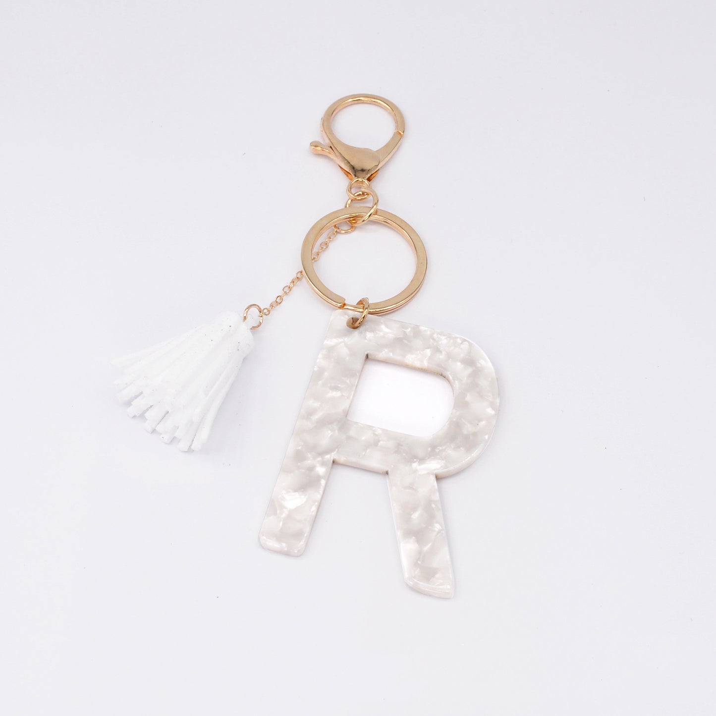 Acrylic Letter Keychain With Tassel Alphabet Key Ring Lightweight Bag Charm Initial Keyring Durable Great Gift