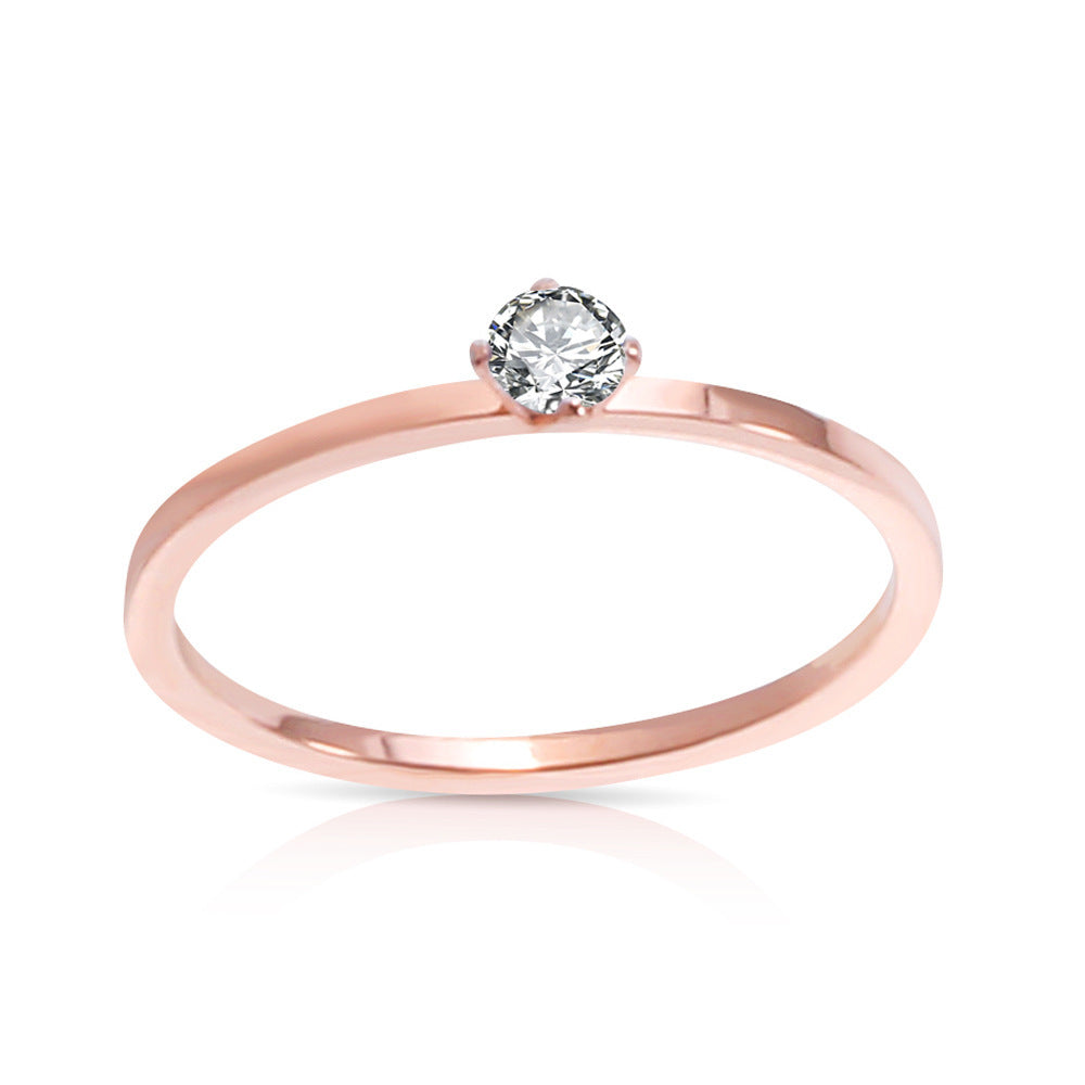 Womens Titanium Steel Ring Geometric Zircon Jewelry Stainless Steel Ring Elegant Design Rose Gold And Gold Tone