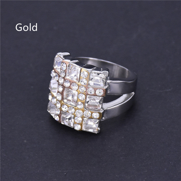 Womens Ring Stainless Steel Geometry Ring Electroplated Ring Fashion Jewelry Ring Steel Color Ring Gold Ring and Three Colors Ring for Women