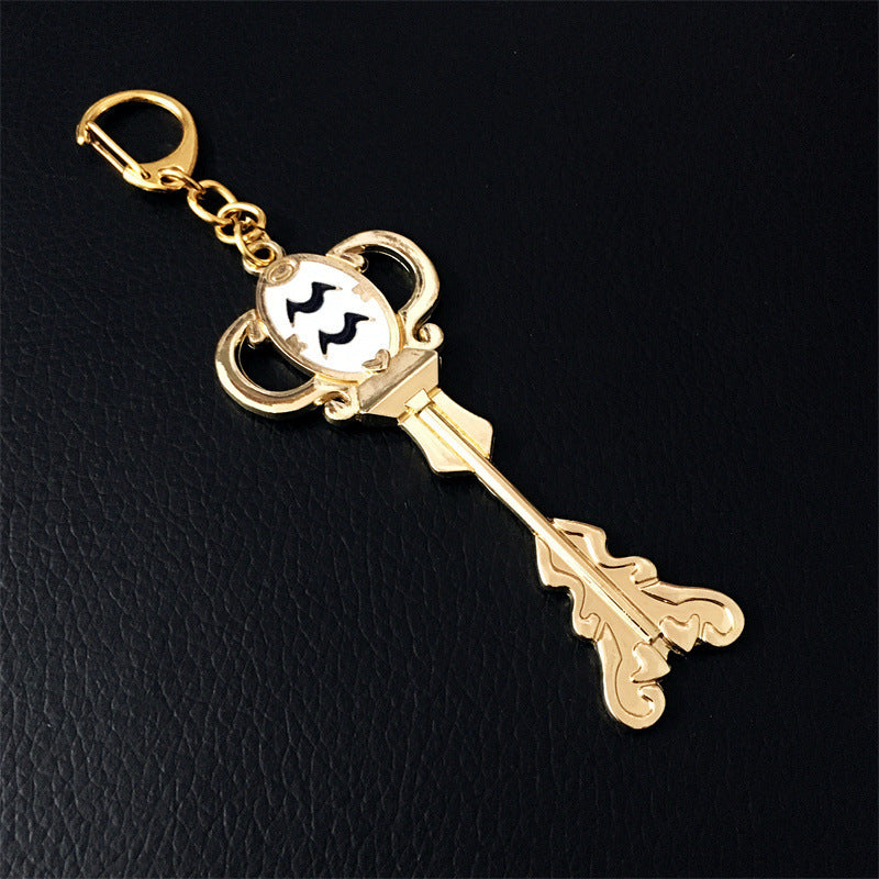 Alloy Constellation Keychain Twelve Signs Astrology Themed Keyring Durable Fashionable Accessory Metal Finish Coating