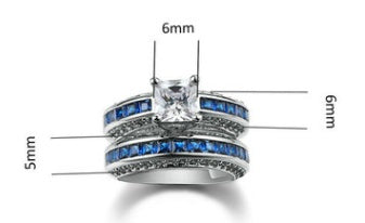 Womens Zircon Square Ring Platinum Plated Durable Geometric Fashion Elegant Anniversary Promise Ring For Everyday Wear