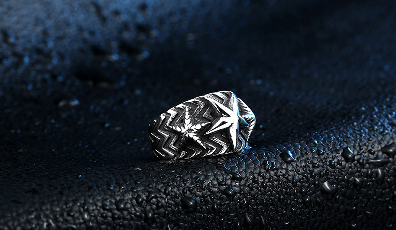 Stainless Steel Five Point Star Ring For Men Women Unisex