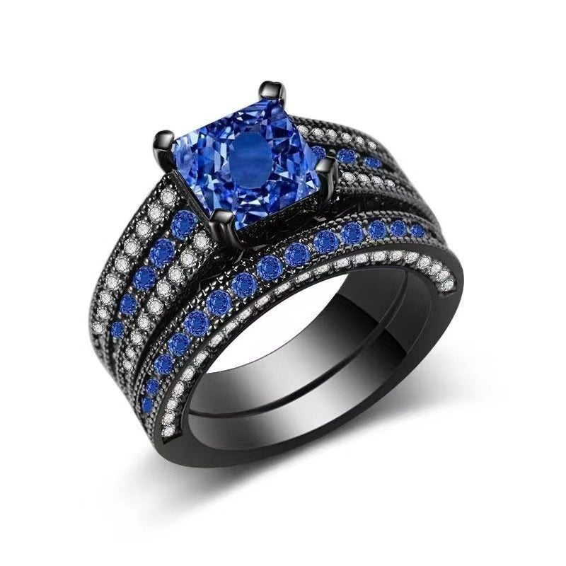 Womens Couple Ring Set Engagement Promise Rings Durable Alloy Geometric Design Electroplated Fashion Jewelry Elegant