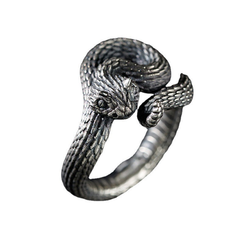 Adjustable Snake Ring Unisex Zodiac Animal Design Retro Metal Ring Punk Style Ring For Men And Women Unisex Zodiac