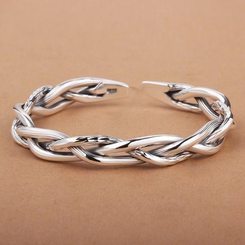 Womens Three Strand Twist Bracelet Adjustable Alloy Retro Electroplated Literary Jewelry Bangle Fashion Jewelry Gift