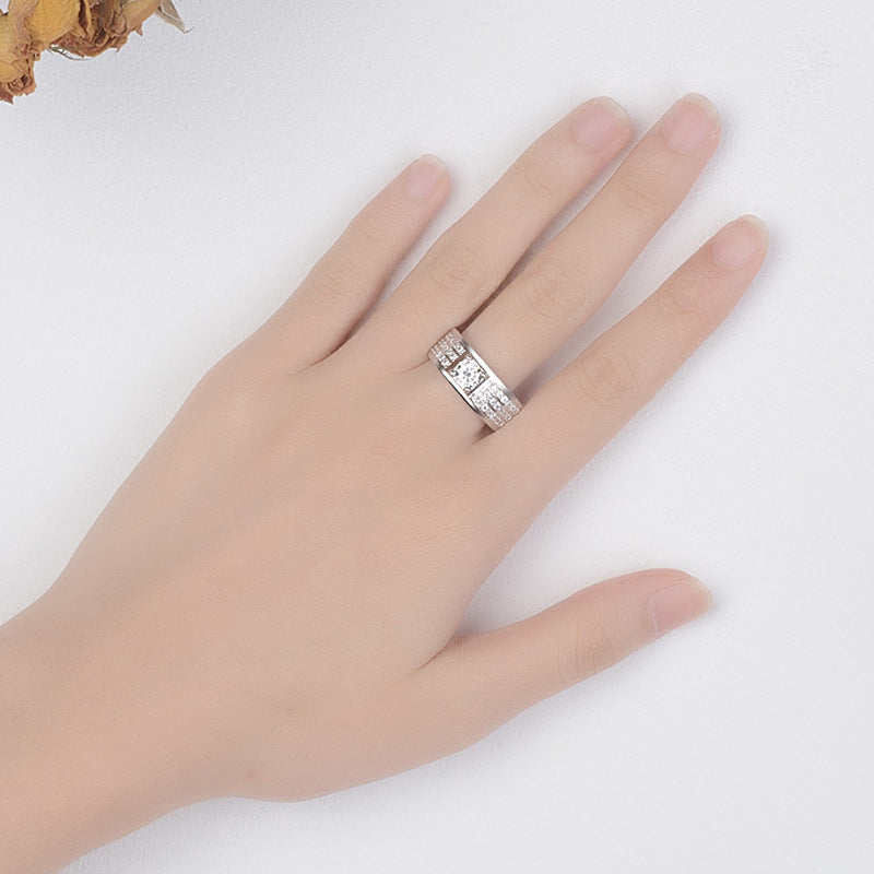 Geometric Moissanite Men Ring Platinum Adjustable Gift