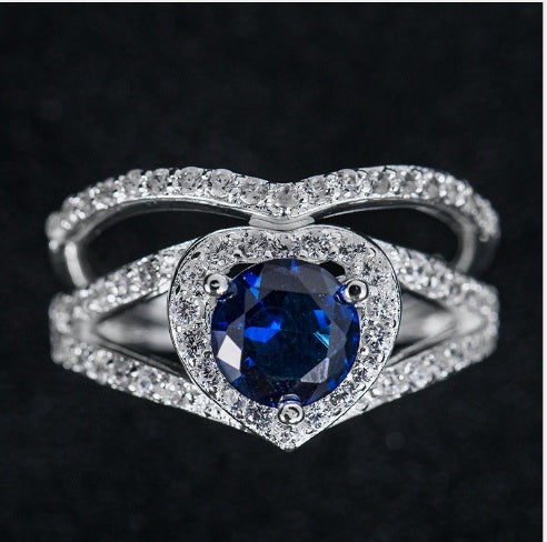 Heart Shaped Diamond Ring 18K Platinum Plated German Electroplating Durable Alloy Jewelry Gift For Her Timeless Gift
