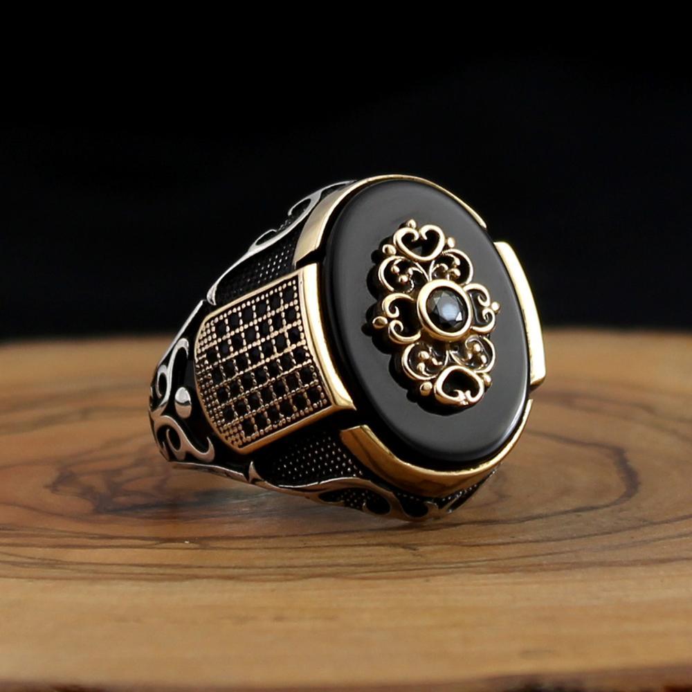 Ancient Silver Geometric Alloy Ring With Mosaic Artificial Stone Middle Eastern Design Statement Jewelry Collection