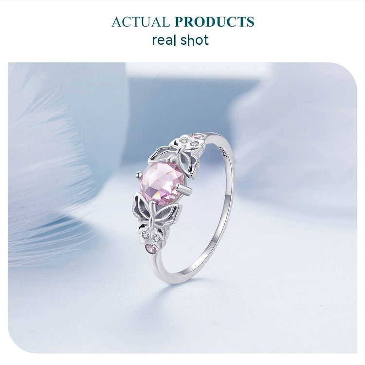 Butterfly Ring for Women Silver White Gold Plated Electroplated Natural Look Jewelry Gift Idea Limited Edition