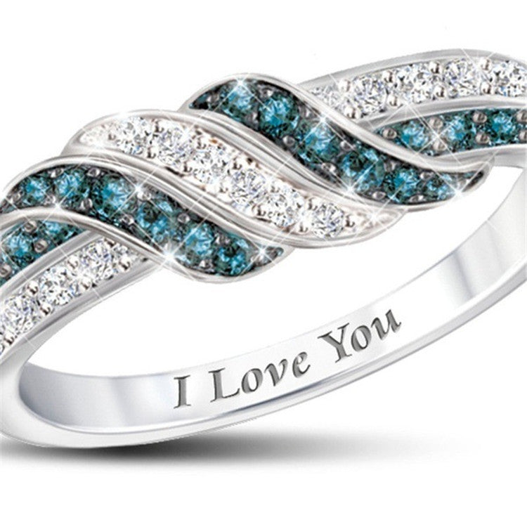 Womens Ring Love You Letter Design Alloy Electroplated Silver Wedding Engagement Anniversary Promise Fashion Jewelry