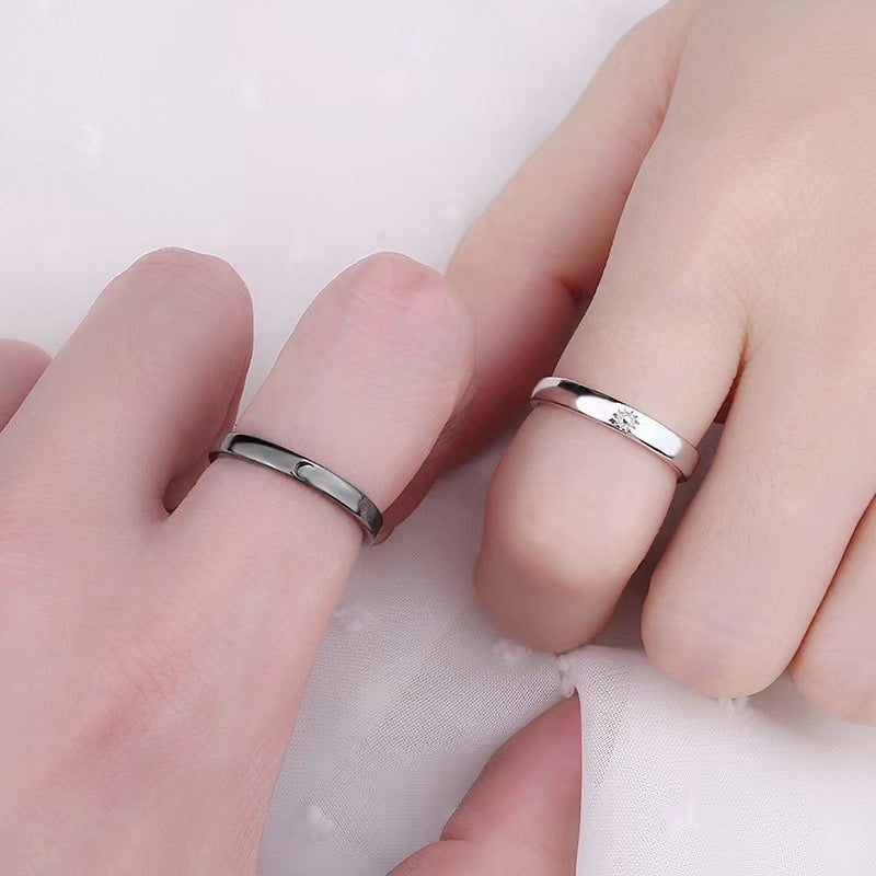 Celestial Couple Rings For Women And Men Moon And Star Alloy Design Ring Set Individually Packaged Satin Shine