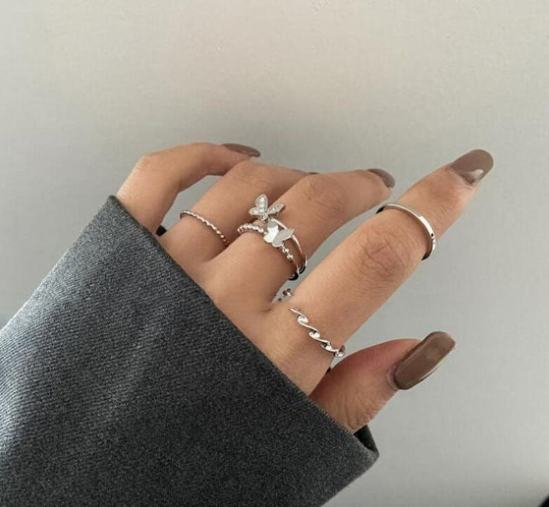 Womens Snake Ring Set Interfinger Zodiac Design Finish