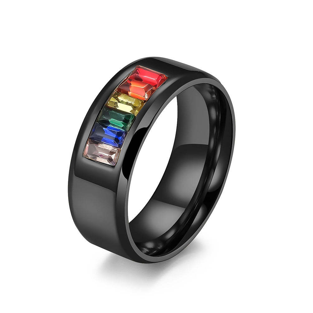 Stainless Steel Rainbow Flag Pattern Ring For Unisex Jewelry Sizes 5 6 7 8 9 10 11 12 Pride Gift For Pride Wear