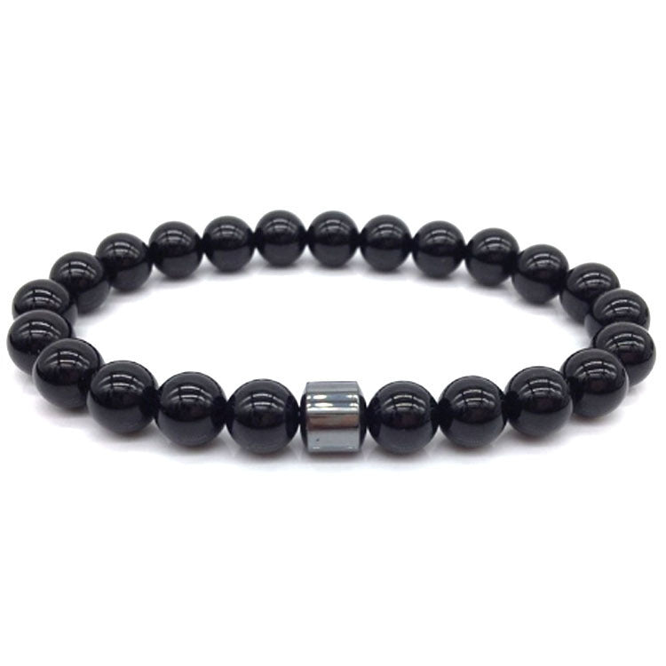 Tiger Eye Bead Bracelet Magnetic Closure Fashion Jewelry For Men And Women Gift Black Stone Accent Length 19cm