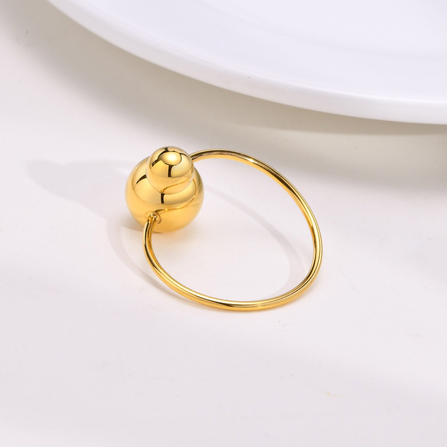 Womens Fashion Titanium Steel Jewelry Ring Geometric Stainless Steel Gold Tone Adjustable Opening Accessory For Women