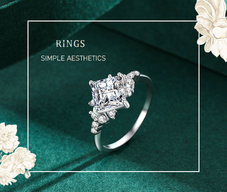 Womens Sterling Silver Ring Gold Plated Zircon Wide Band Jewelry With Cubic Zirconias For Her US Sizes 5 6 7 8