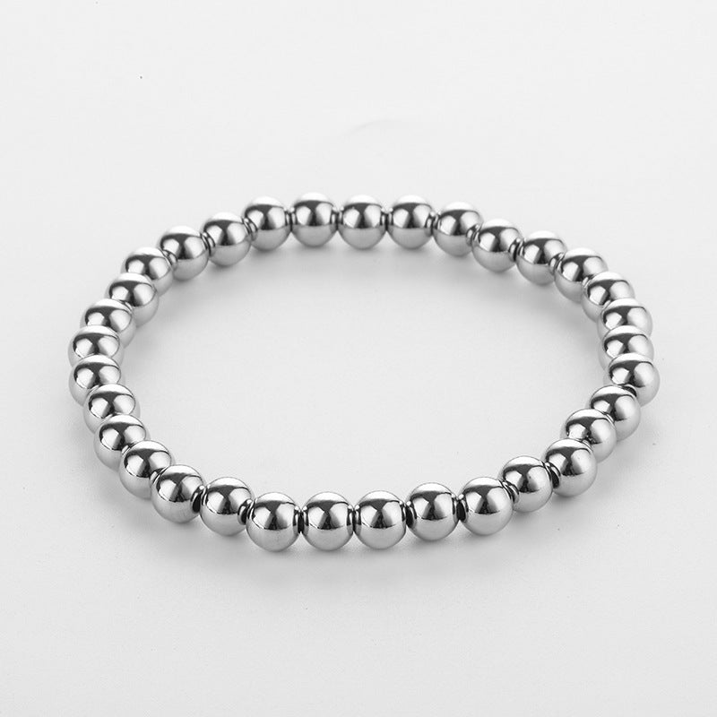 Womens Bead Bracelet Stainless Steel Simple Design Jewelry
