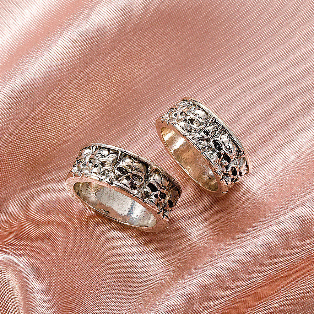 Womens Skull Ring Vintage Alloy Metal Ring Punk HipHop Geometric Design Ring Electroplated Finish Individually