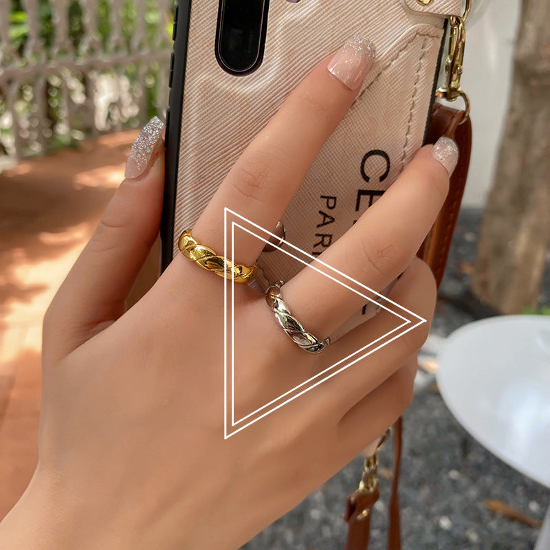 Womens Open Ring Electroplated Alloy Metal Ring With Artificial Gem Simple Circle Ring Retro Plain Ring All Match