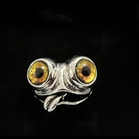 Big Eyed Frog Ring Adjustable Alloy Animal Jewelry Eye Catching Accessory For Women And Girls Elegant Daily Wear