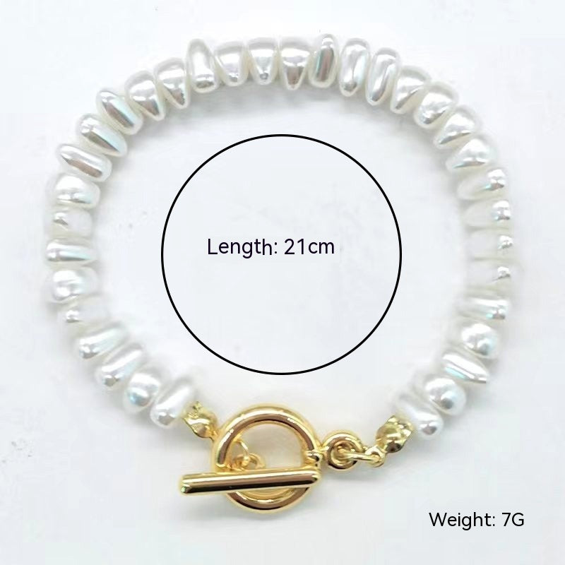 Bohemian Bracelet With Pearl Accents Geometric Shapes