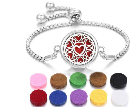 Aromatherapy Essential Oil Diffuser Unisex Bracelet Alloy Locket Electroplated Finish Jewelry Gift For Her Box