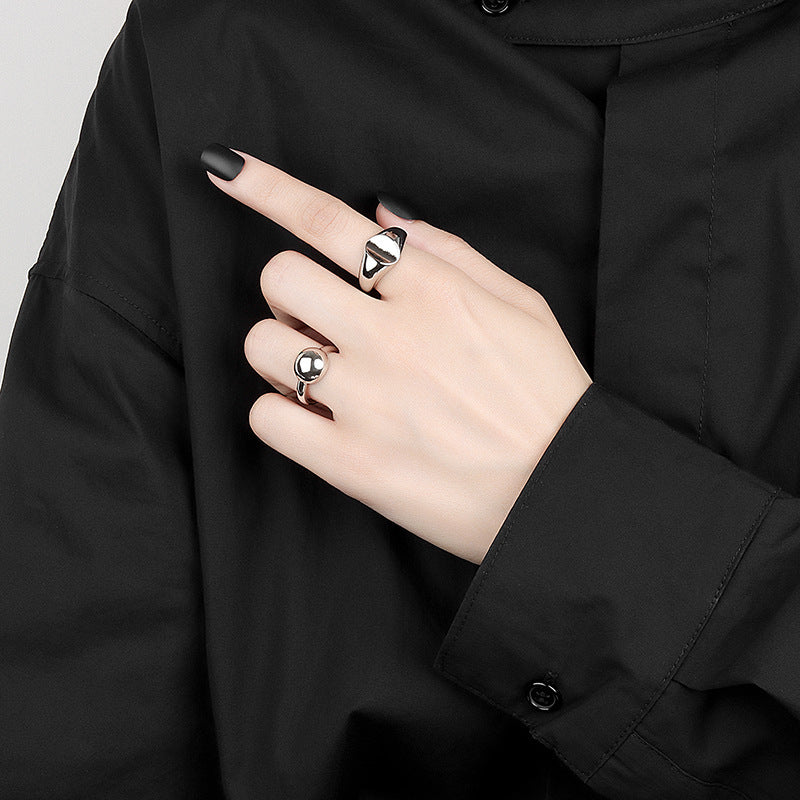 Geometric Copper Ring For Women With Glossy Electroplated