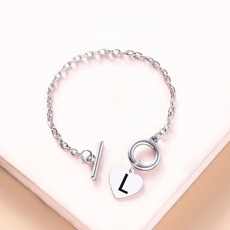 Womens Silver Stainless Steel Link Chain Bracelet With Heart Charm And Buckle Clasp Fashion Jewelry For Ladies