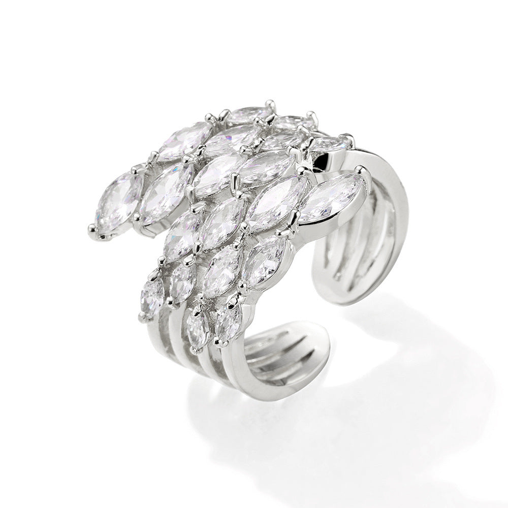 Womens Zircon Copper Geometric Ring Inlaid Fashion Jewelry Elegant Durable Statement Ring Versatile DesignsXXX