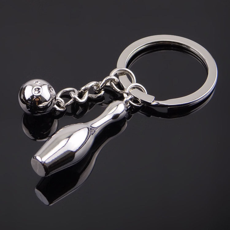 Bowling Keychain Pendant Silver Zinc Alloyed Key Rings Bowling Shape Accessory For Sports Fans And Enthusiasts