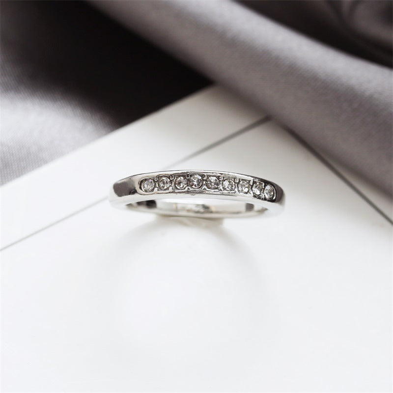 U Shape Diamond Ring for Women Alloy Circle Jewelry
