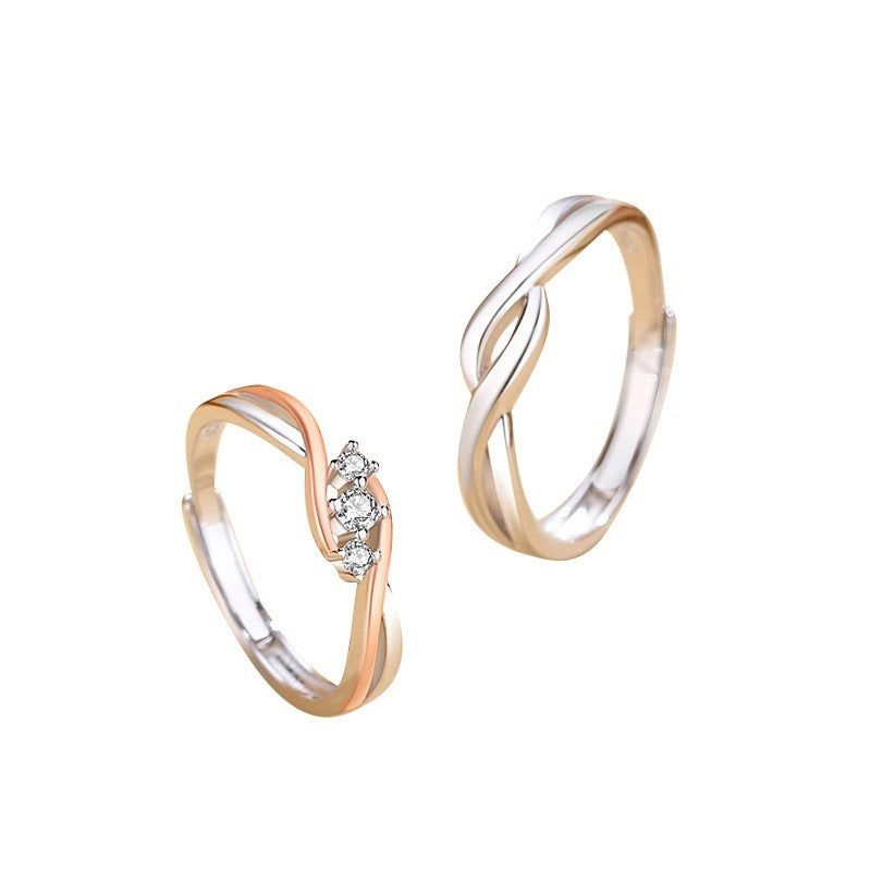 Adjustable Sterling Silver Ring For Men And Women Winding Design With Micro Inlay Zircon Stones For Style Ring