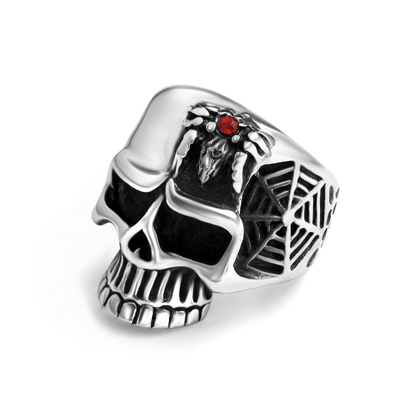 Womens Vintage Skeleton Ring Durable Titanium Steel Antique Design Fashion Jewelry Hand Ornament Unique Accessory