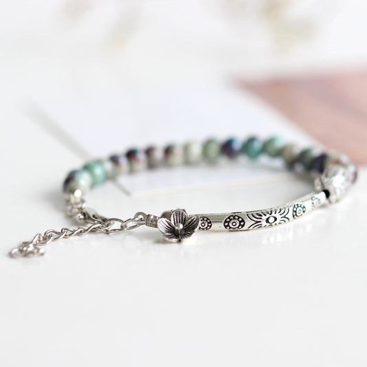 Adjustable Woven Ceramic Bracelet for Women and Girls Ethnic Braided Fashion Jewelry with Boho Charm and Shine