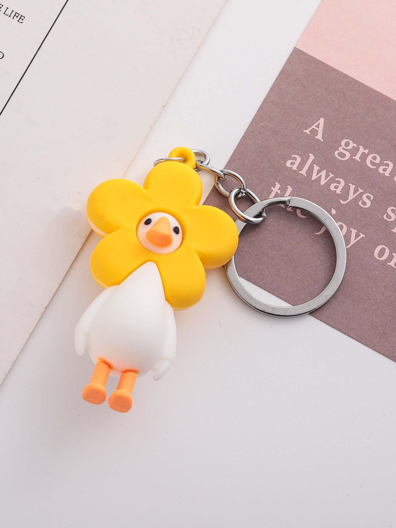 Cartoon Goose Keychain Bag Pendant Eco Friendly Soft Rubber Modern Art Novelty Toy Accessory For Style For You