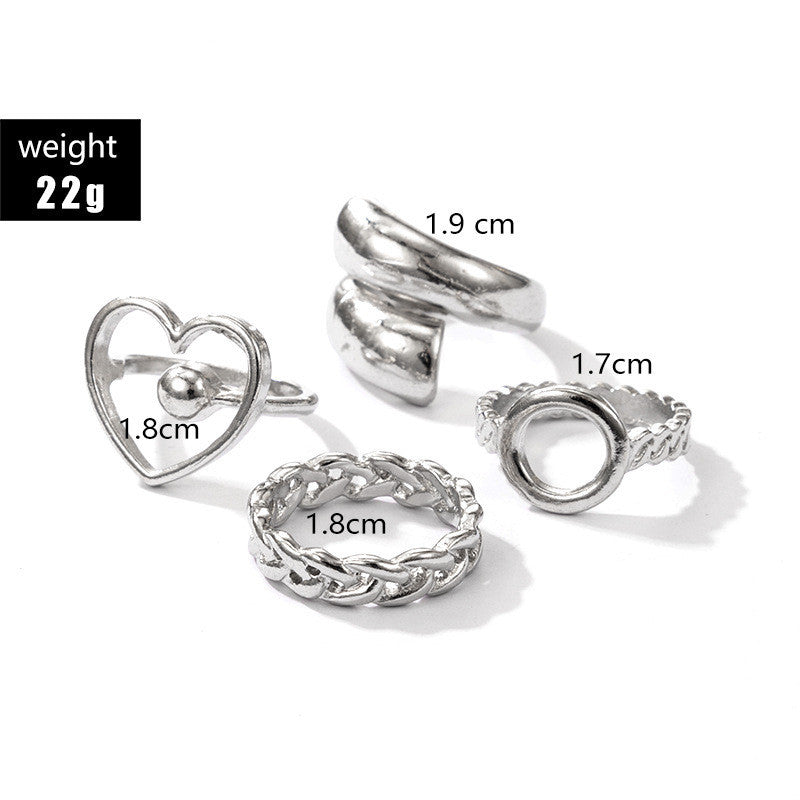 Womens Vintage Geometric Ring Set Hollow Electroplated Alloy Fashion Stackable Unique Rings For Daily Wear And Party