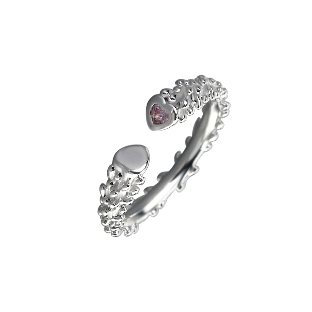 Open Heart Ring With Copper Base Irregular Opening Fashion Accessory Gold Plated Gem Inlays Fashion Jewelry Everyday