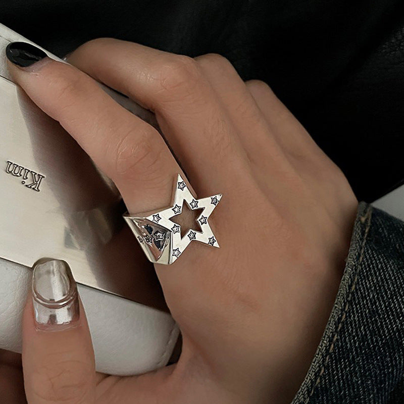 Copper Geometric Ring With Irregular Pentagram Mobius Design For Women And Girls Niche Jewelry Trendy Gem Ring