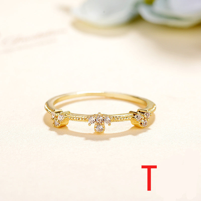 Small Inlaid Zircon Copper Ring For Women Simple Geometric Design Sizes 5 To 10 Fashion Jewelry For Everyday Wear