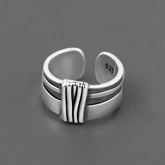 Womens Vintage Ring Adjustable Copper Ring Thai Silver Plated Geometric Ring Trendy Fashion Jewelry Ring Women